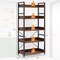 57-Inch Rustic Brown Industrial Storage Rack with 5 Shelves and Removable Hanging Hooks